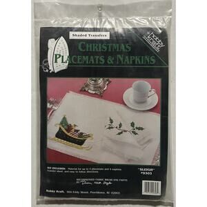 Hobby Kraft Shaded Transfers Kit 9303 Christmas Sleigh Placemats and Napkins NIP